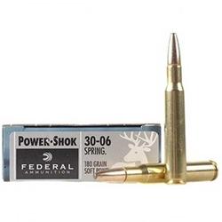 Federal PowerShok Ammo 30-06 Springfield 180Gr Soft Point - 20 Rounds
