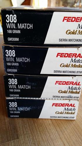Federal Siera Gold Metal Matchking boattail .308 ammo