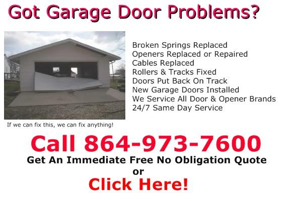 Fix A Garage Door In Simpsonville, SC 864-973-7600