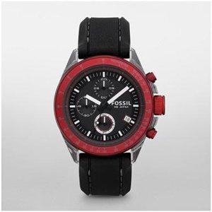 Fossil Decker Silicone and Aluminum Watch - Black with Red Reviews