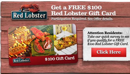FREE $100 Red Lobster Gift Card!