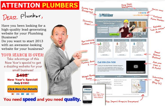 FREE Hosting CHEAP Plumbing Website Template Special -> Only $199!