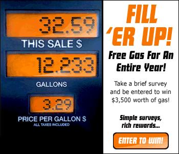 Free Years Supply of Gas for your car! Great gas prize for travelers