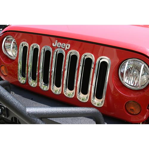 Front Grille Inserts 2007-2012 Jeep Wrangler JK-Black or Chrome