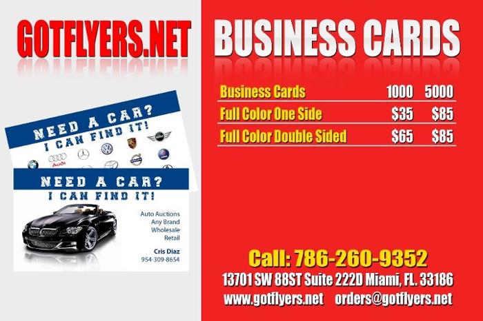 Full Color Business Cards for 85 5000 4x6 Flyers for 165 Brickell Kendall
