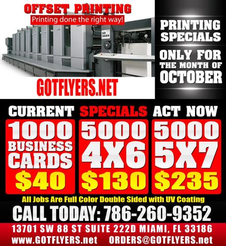 Full Color Business Cards for 85 5000 4x6 Postcards Flyers for 130 Brickell Kendall Printing