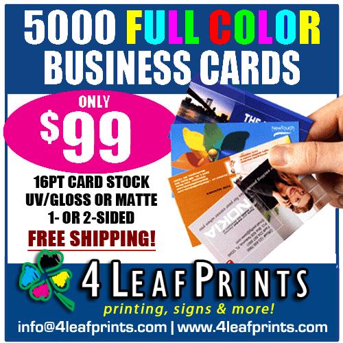 Full Color Business Cards Only $99 for 5000! Free Shipping!!