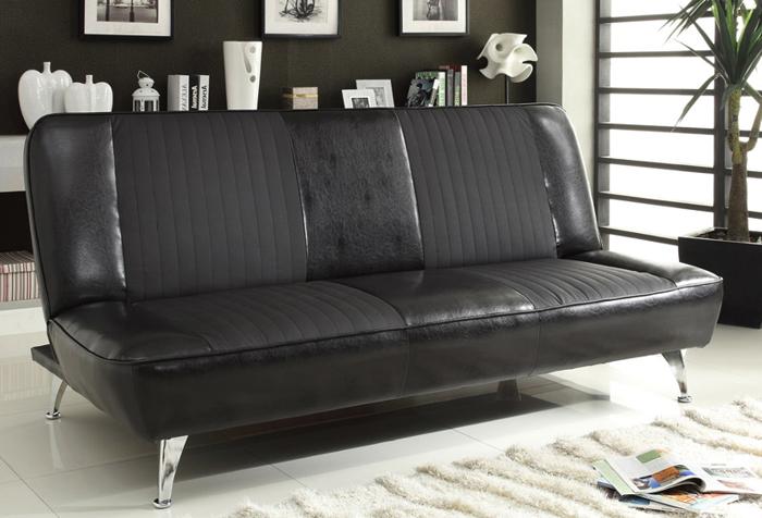 Futon Sofa Bed in Black Finish