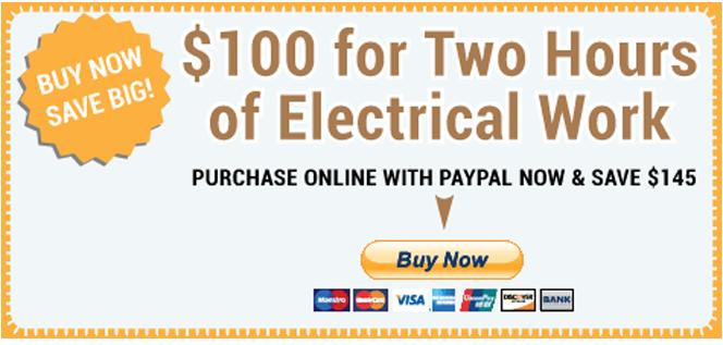 Get Two Hours of Service from a Licensed Electrician for only $100.