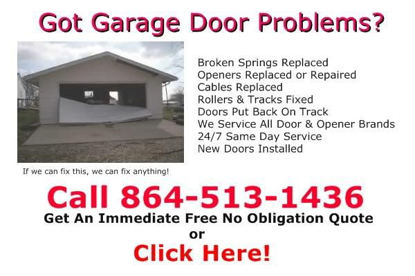 Greenville Garage Door Spring Broken 864-513-1436