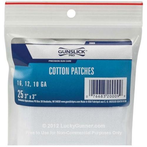 Gun Cleaning Cotton Patches - Gunslick - 16 12 and 10 Gauge - 25...