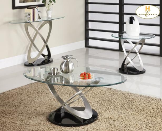 Hand-Brushed Chrome Ovals Coffe Table