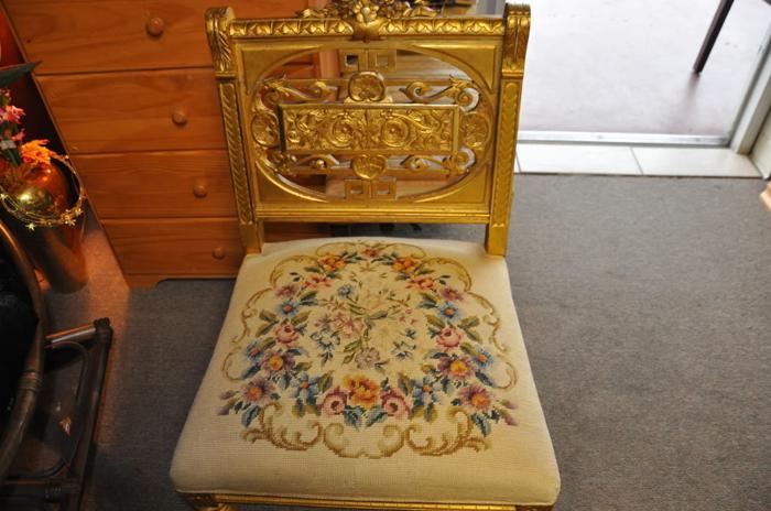 Hand embroidered knitted Golden Chair