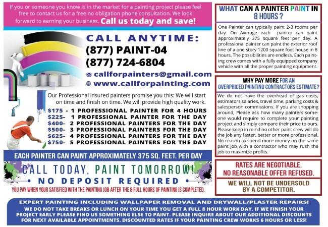 Hire ? PAINTERS for 8 hours $750