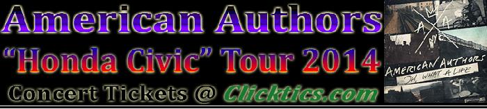 Honda Civic Tour: American Authors Concert Tickets Santa Cruz, CA Oct. 5 2014