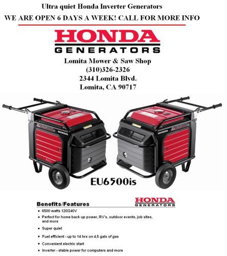 Honda Generators - EU6500is 120/240V, Electric Start - Call for Pricing!