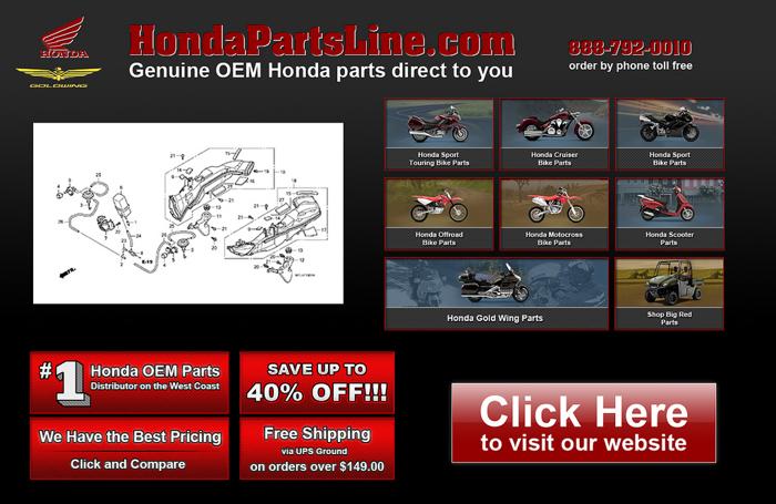 Honda Goldwing, VFR, CBR, VTF, ATV, CRF, VT & MX OEM PARTS 40% OFF