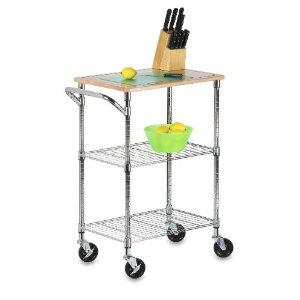 Honey-Can-Do Kitchen Cart with Wheels and Cutting Board