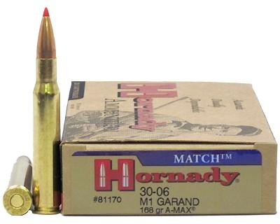 Hornady 81170 30-06 168gr A-Max M1 Gar (Per 20)