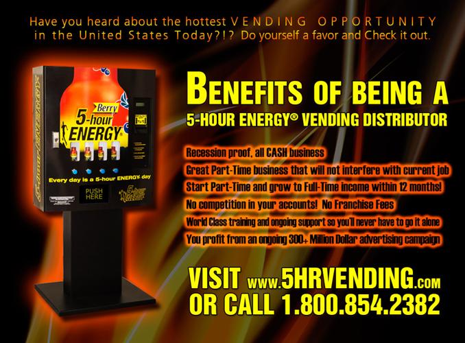 Hot NEW 5-Hour ENERGY Vending Machine. Offered Manufacturer Direct.