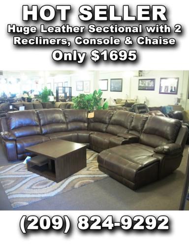 Hot Seller - large Lth sectional w/ 2 recliners console and chaise