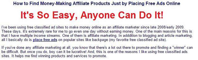 How to Find Money-Making Affiliate Products Just by Placing Free Ads Online