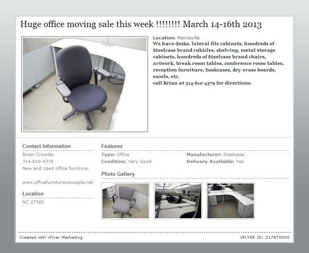 Huge office liquidation sale this week March 14-16 2013