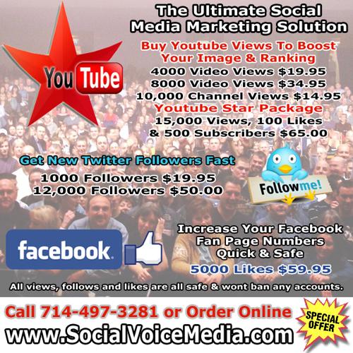 Increase Your Youtube Views, Twitter Followers, Facebook Likes by the 1000's