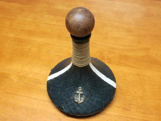 Italian Leather Italy Decanter Bottle Pitcher Wrap Wrapped Navy Ship Anchor Boat