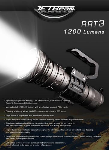 JetBeam RRT-3 1200 Lumen Tactical Flashlight