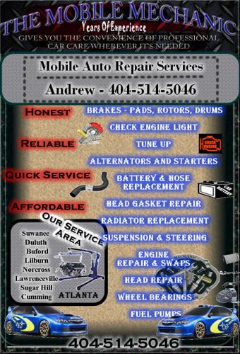Johns Creek Mobile Auto Repair, Mechanic Repair Services, Autorepair Mechanic