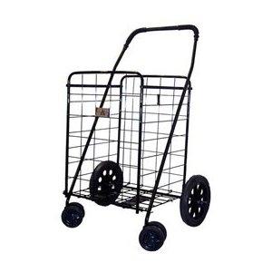 Jumbo Folding Shopping Carts with Front Swivel Wheels - Black