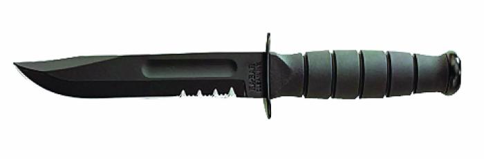 KABAR Fighting/Utility Short Fixed Blade Black Combo Drop Point She.