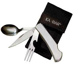 KABAR Hobo Folding Knife Steel Fork/Knife/Spoon Nylon Sheath Steel .