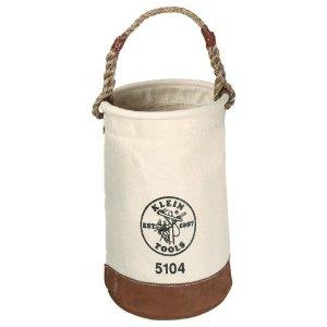 Klein Tools 5104S Leather-Bottom Bucket, 1 Canvas with Swivel Snap Hook For Sale