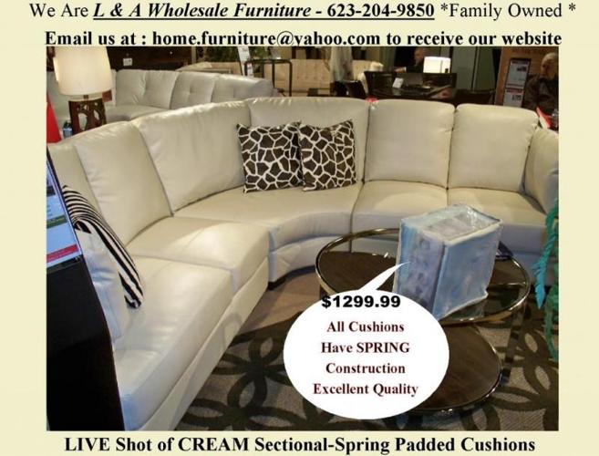 Lasting Quality~3 Piece Cream or Blk Bond LEATHER SECTIONAL