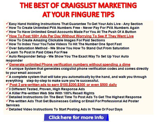 Learn Create Unlimited PVA And Post 100's Of Live Ads Daily On Craigslist