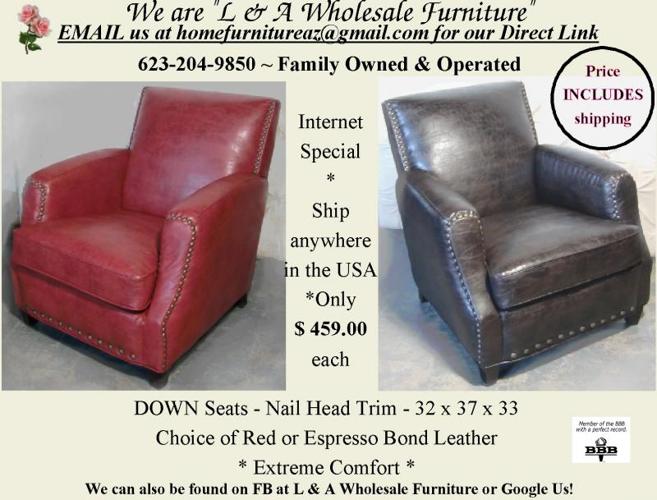 Leather Occasional Chairs in Red or Espresso - Ships to most parts of the USA
