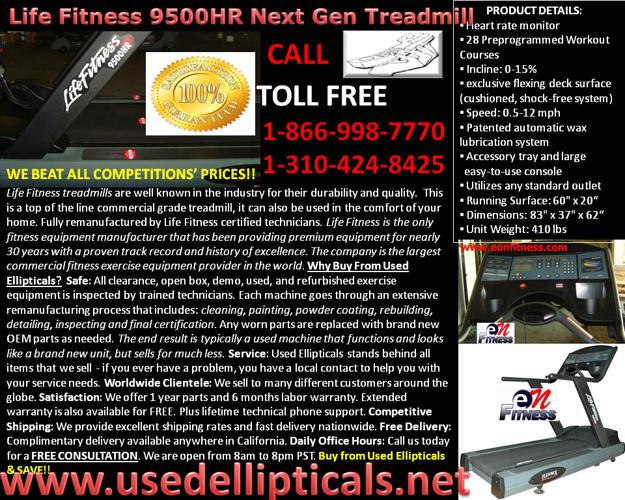 Life Fitness 9500HRT Treadmill Next Generation - BEST DEALS HERE!