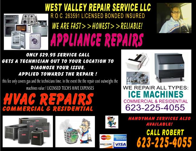 low cost APPLIANCE REPAIR only! 29.95 diagnosis fee same day service