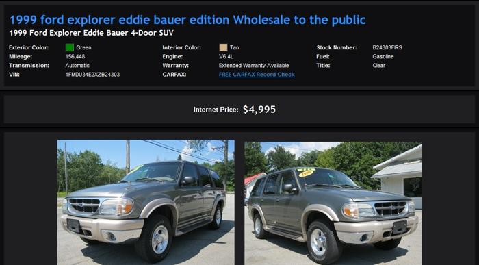 Low Payments 1999 Ford Explorer Eddie Bauer Edition Wholesale To The Public