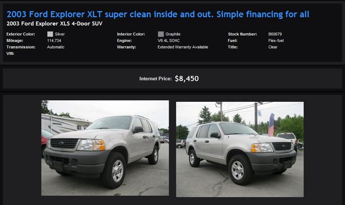 Low Payments 2003 Ford Explorer Xlt Super Clean Inside and Out. Simple Financing For All