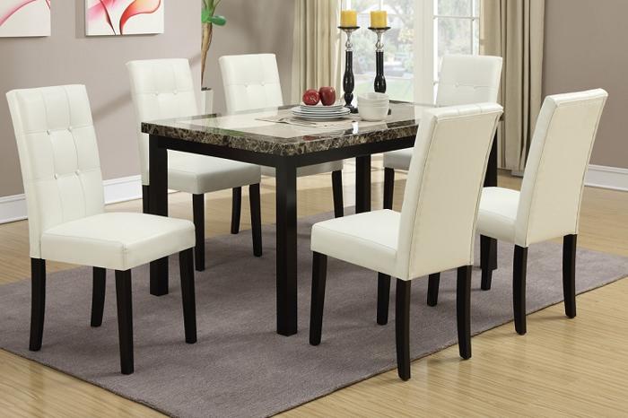 luke casual marble top 7 piece dining table white parson charis set