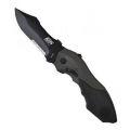 M&P Magic Assist Opening Knife Black Coated Stainless Steel 40% Serrated Blade Liner Lock Aluminum