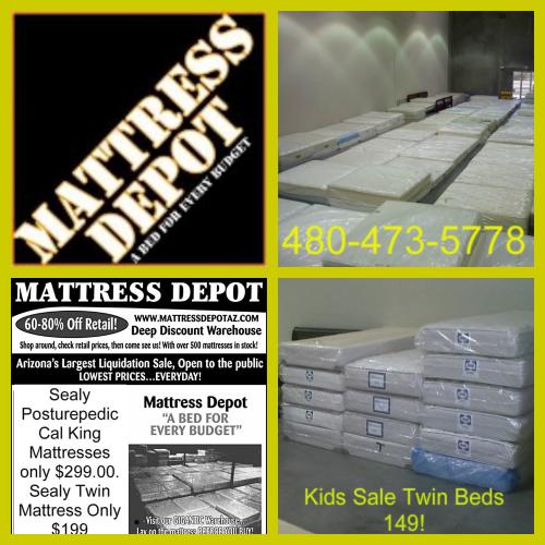 major discounts at mattress depot all name brands 60-80% off retail prices