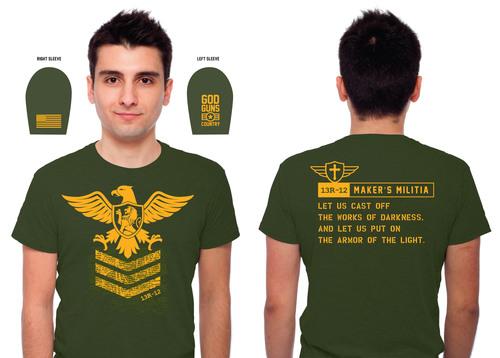 Maker's Militia- Men's Armor of Light Green T-shirt