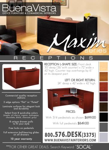 MAXIM ~~ 6'FT x 6'FT ~~ Reception L-Shape ~~ 8 Colors & Two Tones