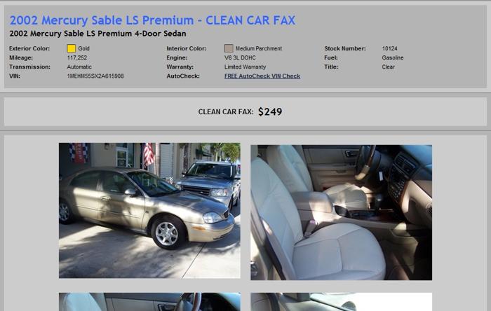 Mercury Sable Ls Premium - Clean Car Fax