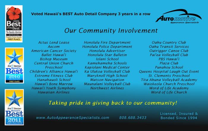 Mobile Auto Detailing Hawaii - AUTOMOTIVE APPEARANCE SPECIALISTS - Voted Hawaii's BEST
