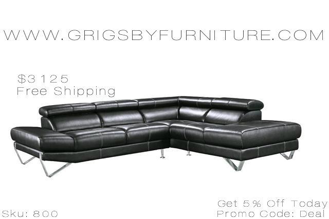 - Modern Black Italian Leather Sectional Sofa